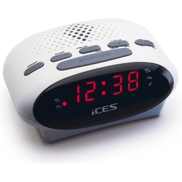 Ices ICR-210 White - Wekkerradio - Radio - Sleeptimer - FM-tuner