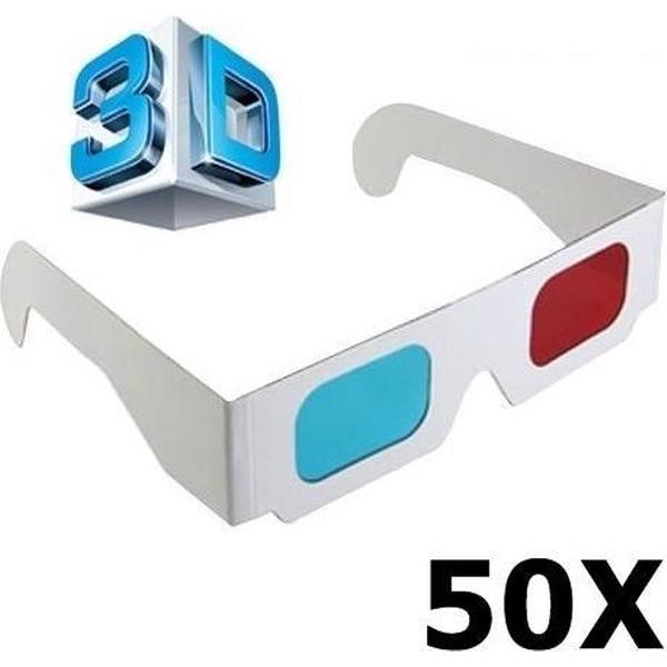 50 Stuks - 3D Red-Cyan Papieren Bril