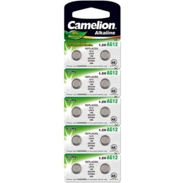 Camelion Alkaline Knoopcel AG12 / LR43, 1,5 Volt, 0% HG - 10 stuks