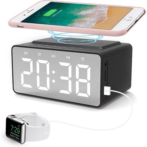 Digitale Wekkerradio - Draadloze Oplader - Digitale LED klok - Digitale Wekker - Kinderwekker - Wekkerradio Kinderen - Klokradio