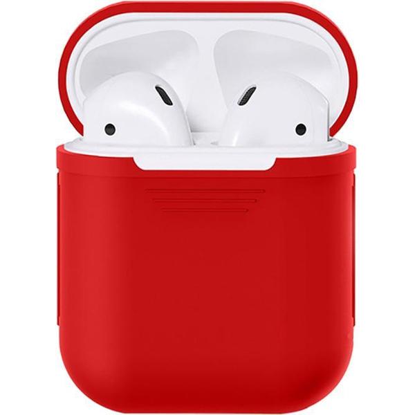 Airpods 1/2 Siliconen Bescherm Hoesje Rood Apple Airpods