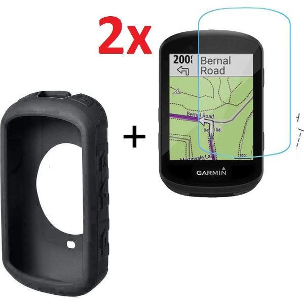 2-in-1 Tempered Glass Screen Protector & Beschermhoes Case Cover Hoes Sleeve Voor Garmin Edge 1030 (Plus) - Optimale Fietscomputer Bescherming - Zwart
