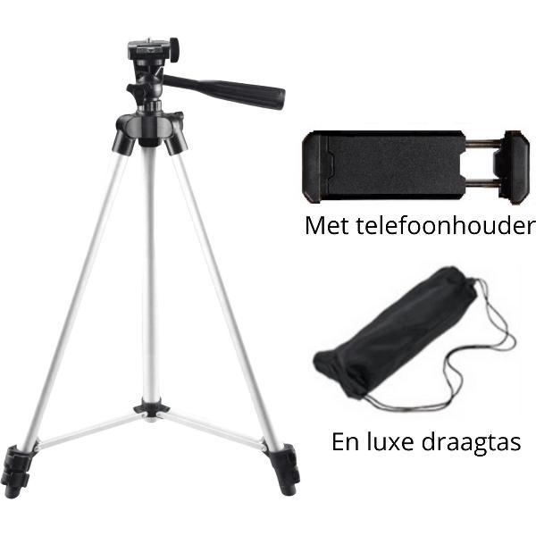 Telefoon Statief - Telefoonhouder - Statief Smartphone - Camera Statief - Tripod - Incl. Smartphone Houder en Tas - Verstelbaar van 45 tot 130 cm