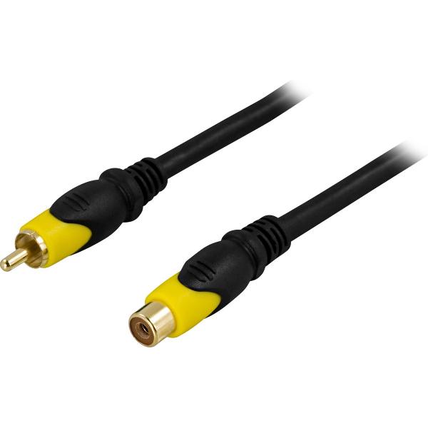 DELTACO MM-131 video extender tulp kabel, RCA ha- ho, dubbel afgeschermd, 3 m