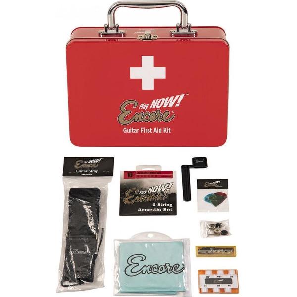 Premium Akoestische Gitaar accesoires EHBO Kit met gitaarsnaren - snarenwinder - gitaar riem - stemfluitje - plectrums -