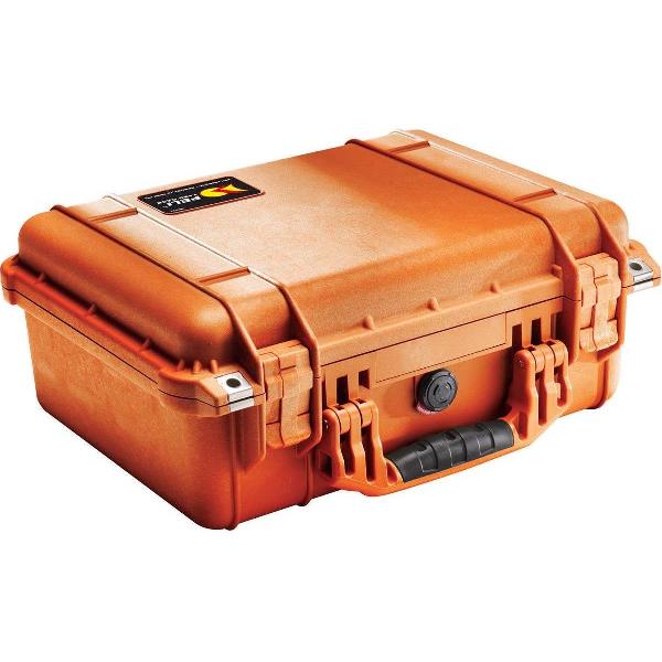 Peli 1450 Waterdichte Camerakoffer Oranje met Foam Interieur