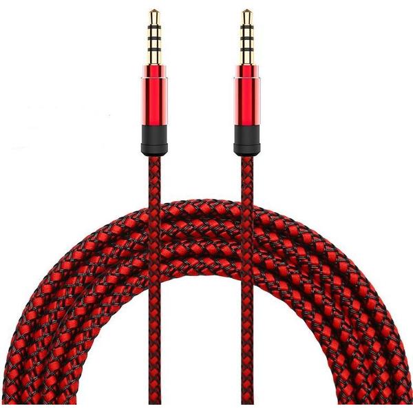Audio Kabel 3.5 mm Stereo 1,5 mtr - Rood gevlochen