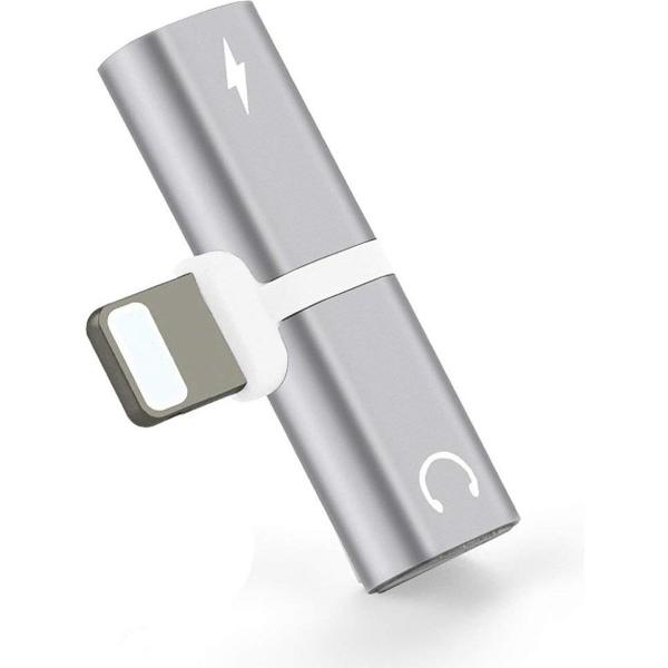 Audio Adapter Splitter Zilver - Opladen en Audio Beluisteren - iPhone - iPad - Nieuw Model