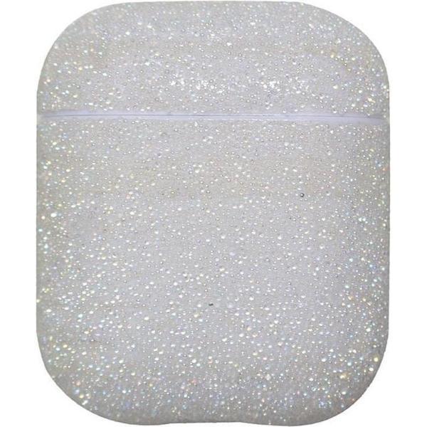 Airpods Hoesje | Airpods Case | Wit met Glitter Diamantjes (Zirkonia) | Vaderdag Kados | Vader Cadeautjes | Geschenk