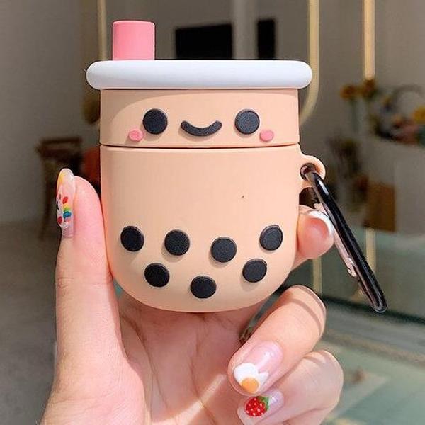 Airpods Hoesje | Airpods Case | Japanse Cartoon Kawaii Stijl Cute | Bubble Tea Smilie | Vaderdag Kados | Vader Cadeautjes | Geschenk