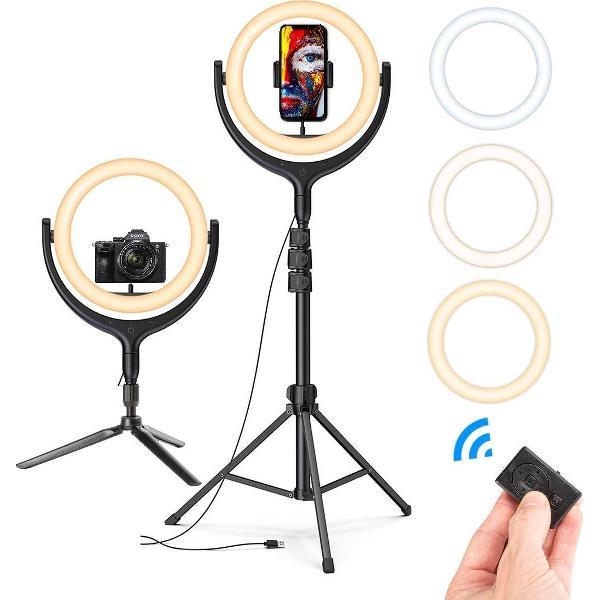 LURK® Ringlamp set 12 inch PRO met verstelbaar statief, tripod en afstandsbediening - Ring Of Light 12