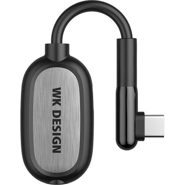 WK Audio Adapter 3in1 USB-C naar USB-C + 3,5 mm Zwart Audio jack kabel / Type C Jack adapter
