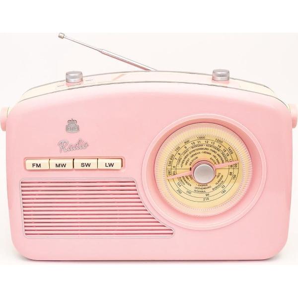 GPO RYDELLPIN - Draagbare radio - retro jaren'50 design - FM/AM/LW/SW - roze