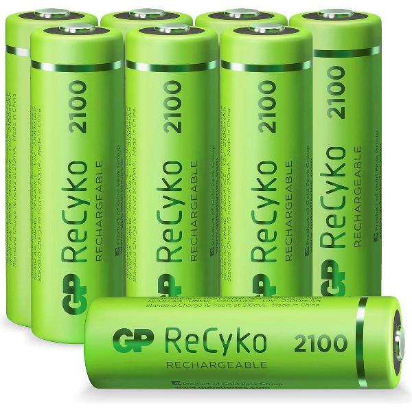 GP ReCyko oplaadbare batterijen AA 2100 mAh 8 stuks