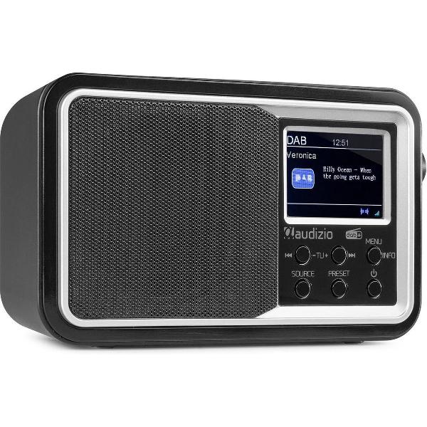 Draagbare DAB radio met Bluetooth - Audizio Parma - wekkerradio - FM radio - retro radio - Zwart