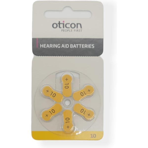 Oticon | hoortoestel batterij | type P10 | gele sticker | 2 kaartjes | 12 batterijen