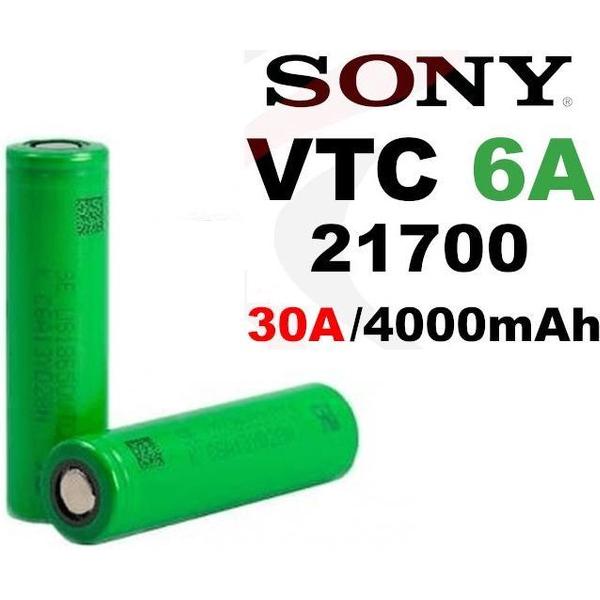 2x Sony VTC6A 21700 Flat-Top Batterij - 4000mAh 30A 3,7V