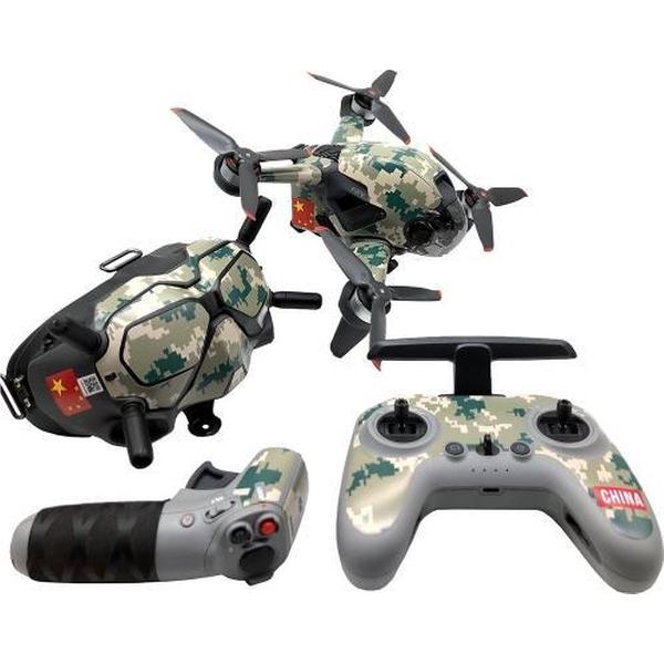 FPV-TZ-SF 4 in 1 waterdichte anti-kras sticker Skin Wrap Stickers Gepersonaliseerde filmkits voor DJI FPV Drone & Goggles V2 & Afstandsbediening & Rocker (Camouflage Groen)