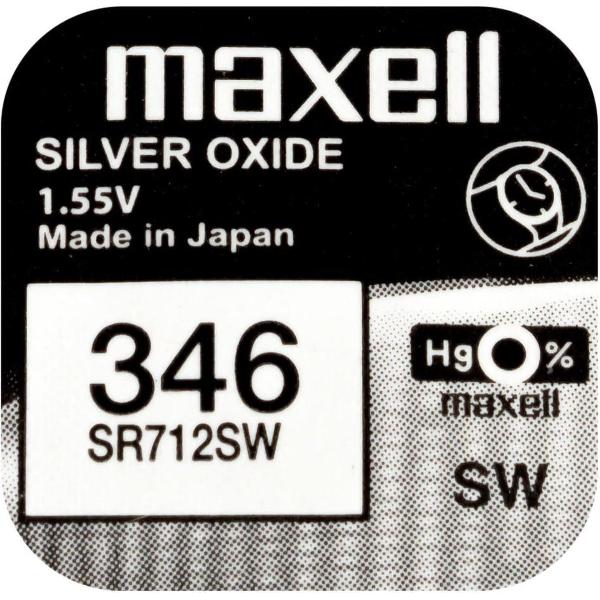 MAXELL 346 / SR712SW zilveroxide knoopcel horlogebatterij 2 (twee) stuks