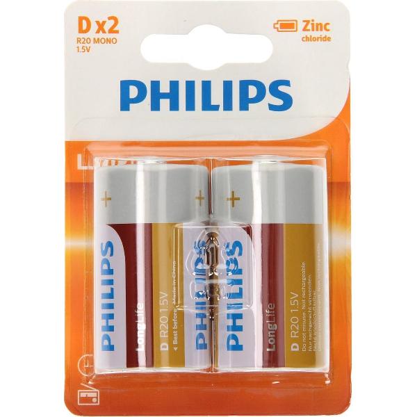 Philips R20L2B - D batterij - 2 stuks