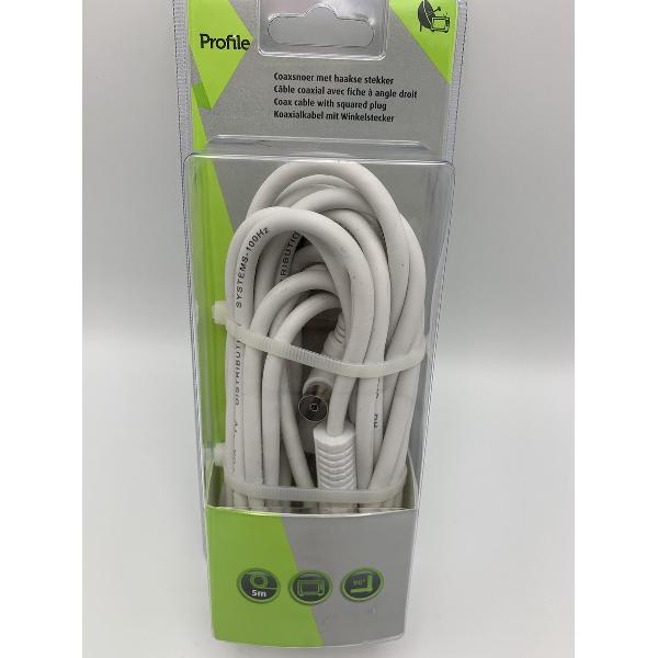 Profile coaxsnoer met haakse stekkers - 5 meter