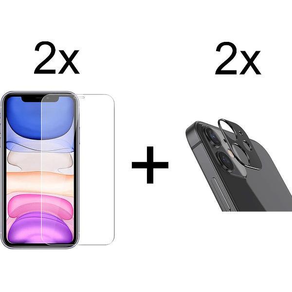 Beschermglas iPhone 12 screenprotector 2 stuks - iPhone 12 screen protector camera - 2 stuks - iPhone 12 screenprotector glas