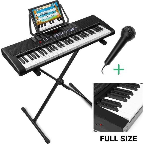 Keyboard piano - MAX KB20 keyboard 61 toetsen, keyboard set met keyboard standaard en microfoon