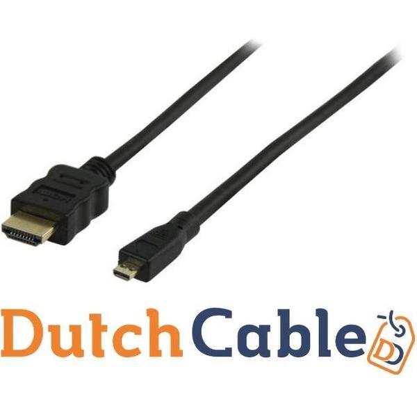 Dutch Cable High Speed HDMI-kabel met ethernet HDMI-connector - HDMI micro-connector 1,50 m zwart