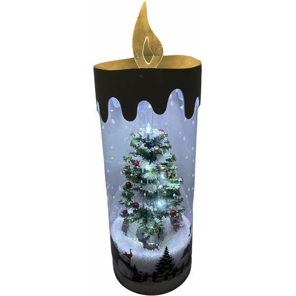 Christmas Snow Candle 54 cm (kerstboom, sneeuw en rijdende trein in een kaars)