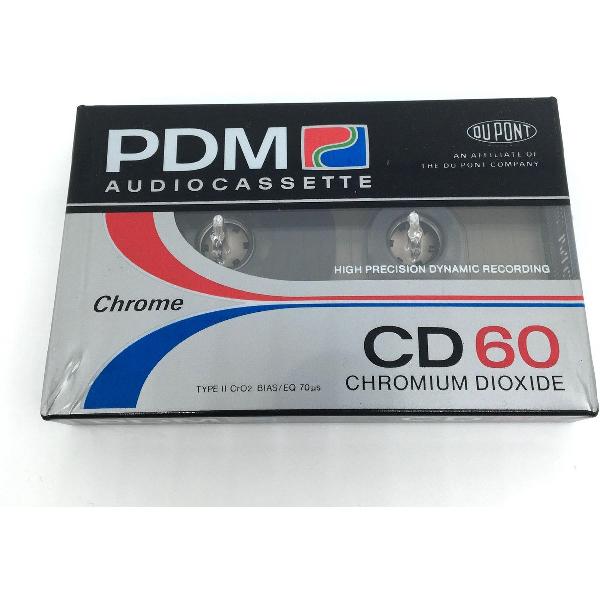 Audio Cassettebandje PDM Chromium dioxide CD-60 Type II / jaar 1987-89 / Uiterst geschikt voor alle opnamedoeleinden / Sealed Blanco Cassettebandje / Cassettedeck / Walkman / PDM cassettebandje.