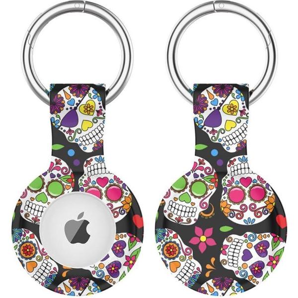 Apple AirTag Sleutelhanger Siliconen Bescherm Hoes Skull Print