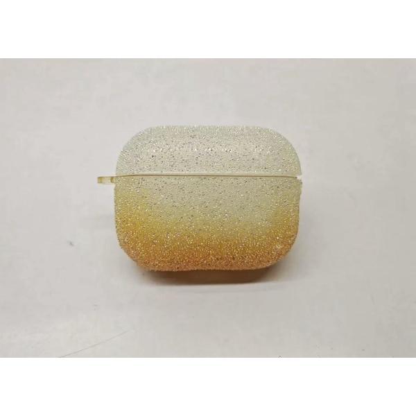 Airpods Case Cover - Glitters Wit Oranje - Beschermhoes - Bescherm Etui inclusief karabijnhaak - Geschikt voor Apple Airpods Pro