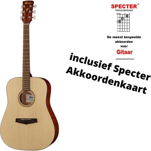Ibanez Akoestische gitaar met handige akkoordenkaart