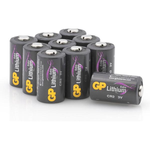GP Extra Lithium batterijen CR2 3V batterij CR17355 - 10 stuks, in plasticvrije verpakking