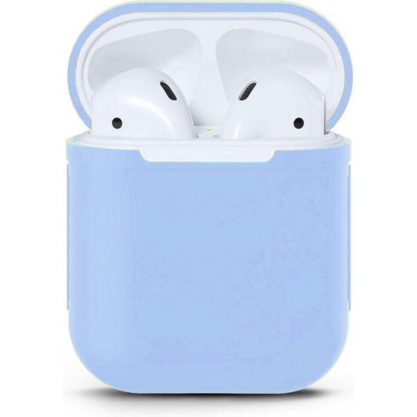 Apple Airpods Siliconen - Case - Cover - Hoesje - Speciaal voor Apple Airpods 1 en 2 - Lavendel Blauw