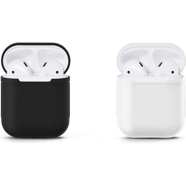 Voordeelset 2 stuks Airpods Silicone Case Cover - Apple Airpods 1/2 - Zwart/Wit