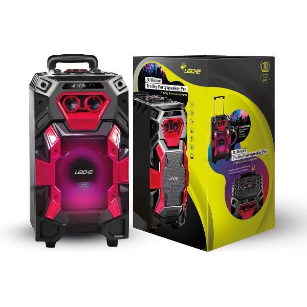 LEICKE DJ ROXXX Trolley Luidspreker Pro | Party Luidsprekers draagbaar, Luidsprekers met USB, Bluetooth, Aux In, FM-radio, Gitaren en Microfoonaansluiting, Muziekdoos met verlichting