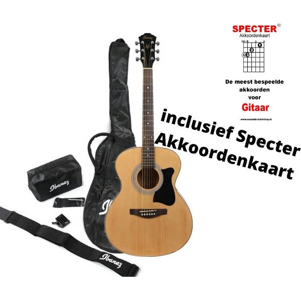 Ibanez akoestische gitaar pack met handige akkoordenkaart