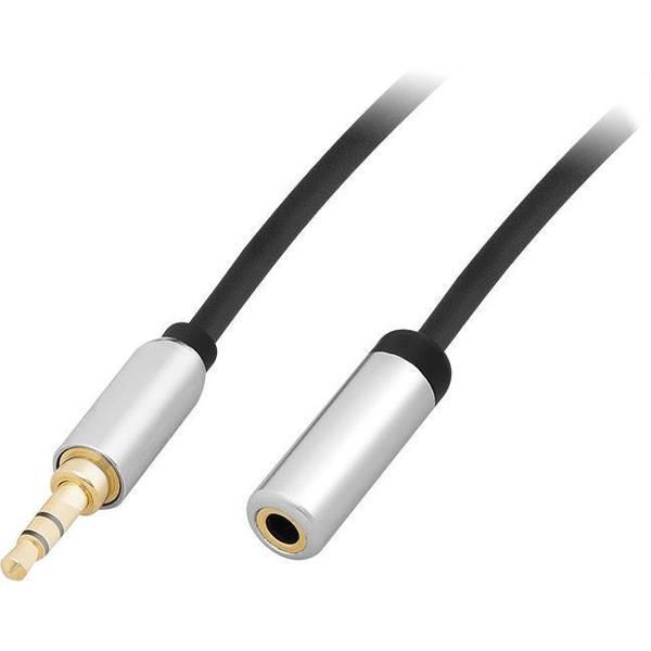 3,5 inch Jack Male naar 3,5 inch Jack Female Verlengkabel 1 meter Premium Afgeschermd - Zwart