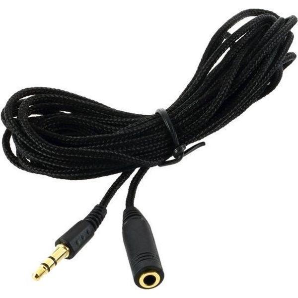 Audio Stereo Kabel 3.5 mm Mini Jack Male to Female / Auxiliary Cable / Aux / 5 Meter / Zwart