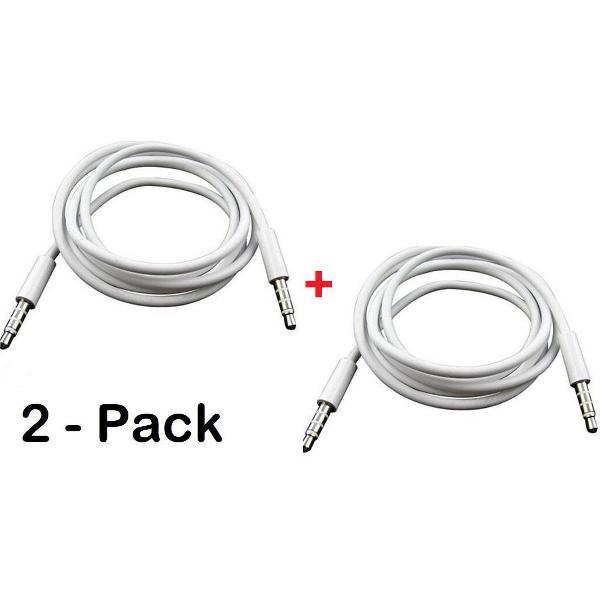 2 Pack Voordeel set Jack Aux Radio Stereo 3.5mm Jack Audio Kabel 1 meter wit