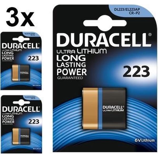 3 Stuks - Duracell CRP2 / 223 / DL223 / EL223AP / CR-P2 6V Lithium batterij