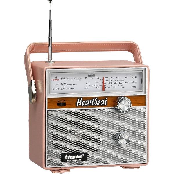 Steepletone Heartbeat Retro Radio Draagbaar FM - Roos