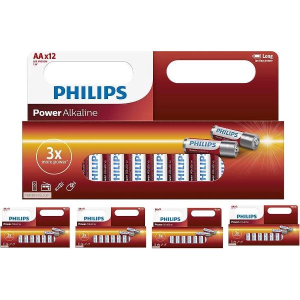 60 Stuks (5 blisters a 12st) - AA R3 Philips Power Alkaline