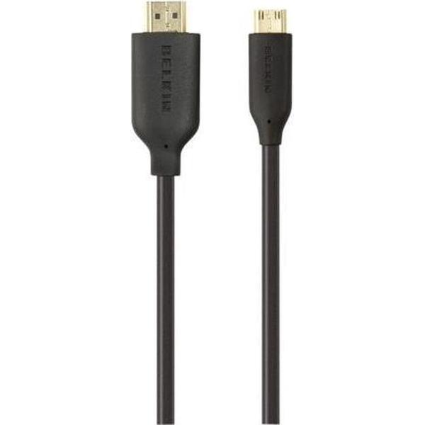 Belkin HDMI Aansluitkabel 1.00 m F3Y027bf1M-P Audio Return Channel (ARC), Start/stop-functie, Ultra HD-HDMI Zwart [1x HDMI-stekker - 1x HDMI-stekker C mini]
