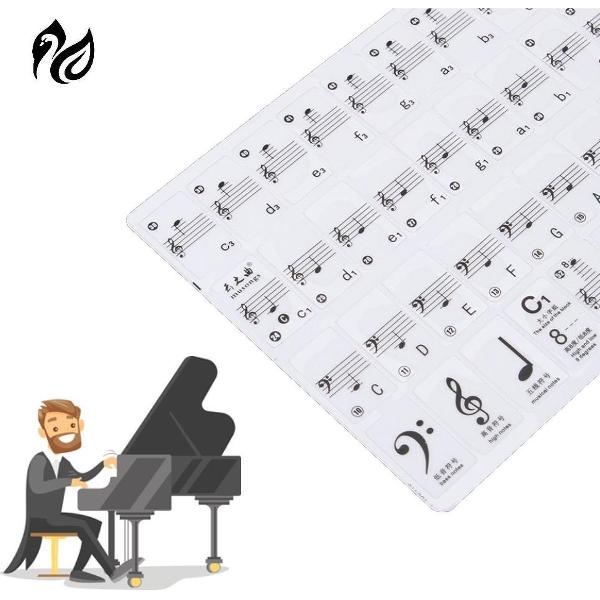 Piano/Keyboard Stickers - Leer Eenvoudig En Snel Muzieknoten Lezen - Geschikt Voor 49, 61 en 88 Toetsen -Transparant en Verwijderbaar