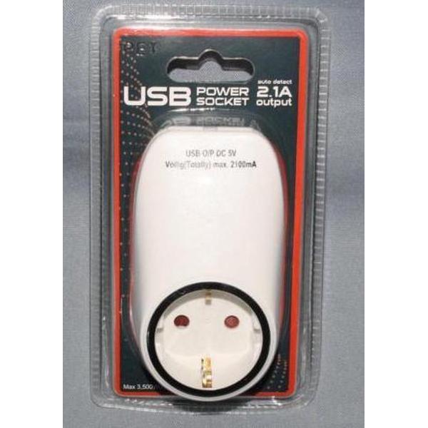 Plug-adapter 2x USB met snellader voor Smartphone PDA 5V 2,1A - DD-1214
