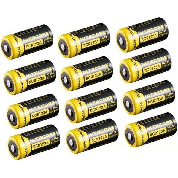 12 Stuks - Nitecore RCR123A Li-ion NL166 650mAh 3.7V