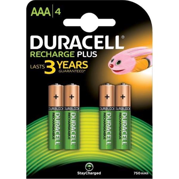 Duracell AAA Plus (Oplaadbaar) - 750mAh StayCharged - 4 Stuks