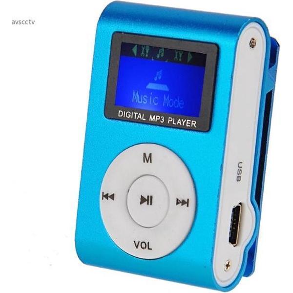Mini MP3 speler FM radio met display Incl. 4GB geheugen - Blauw